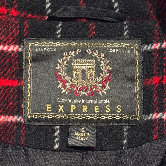 Vintage Express Blazer Wool Dark Academia Preppy 90s Grunge Plaid Red Size Small - Picture 3 of 6